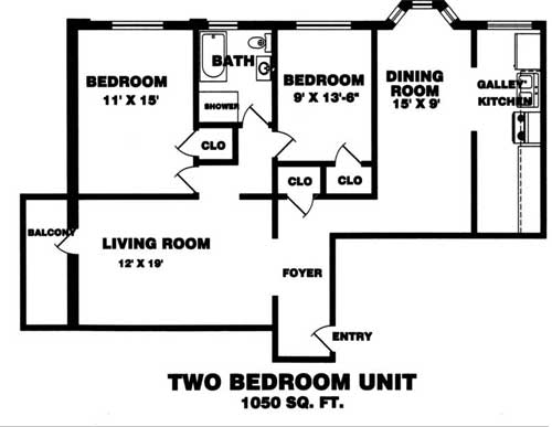 2 Bedroom Townhouse 2D Floorplan